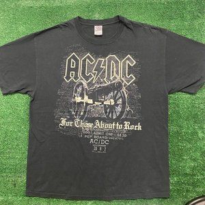 Vintage Y2K AC/DC Rock Band Essential Sun Faded Baggy Tee